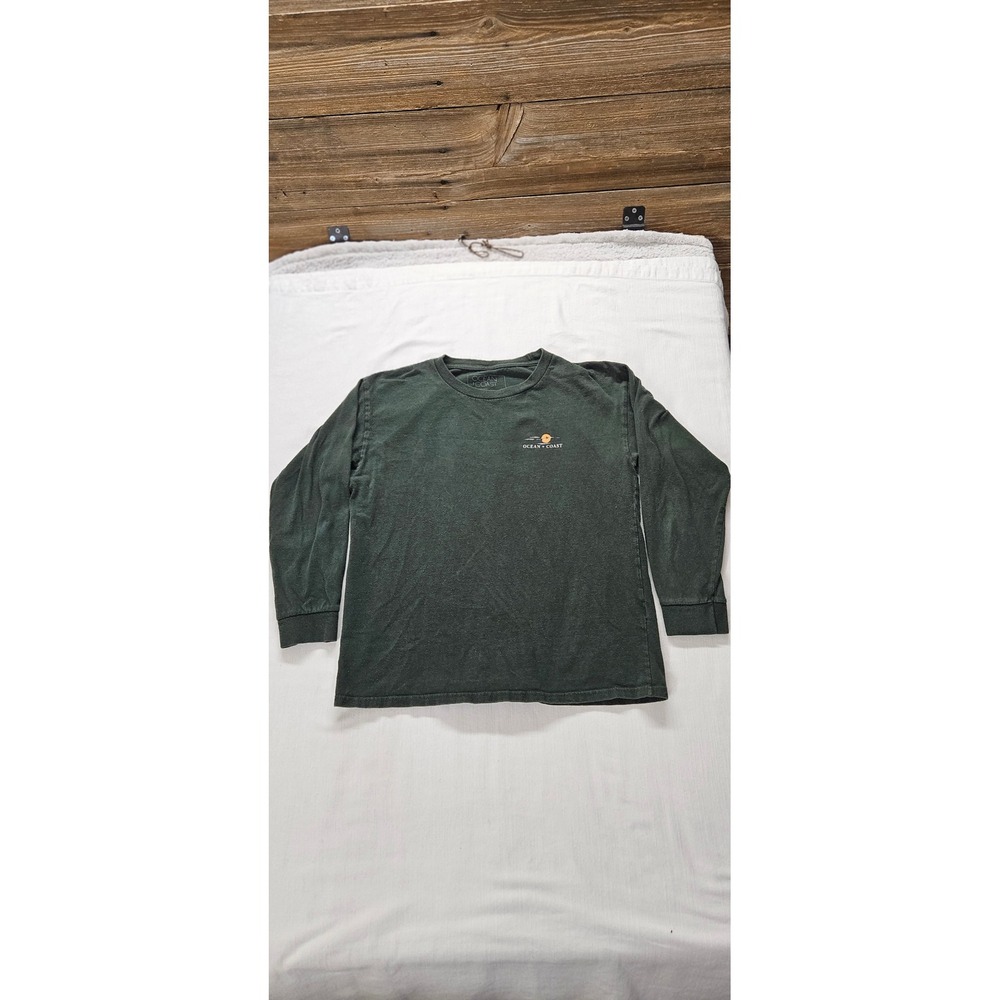 Ocean Coast Kids Large Dark Green Long Sleeve Hunting Dog Duck Graphic Tee Shirt